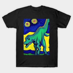 GREEN DINOSAUR VAN GOGH STYLE T-Shirt